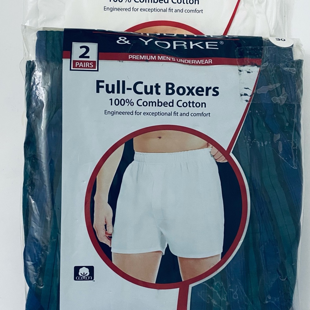 RoundTree & Yorke men’s Full-Cut Boxers 2 pcs white 2 pcs deep blue size 30 New